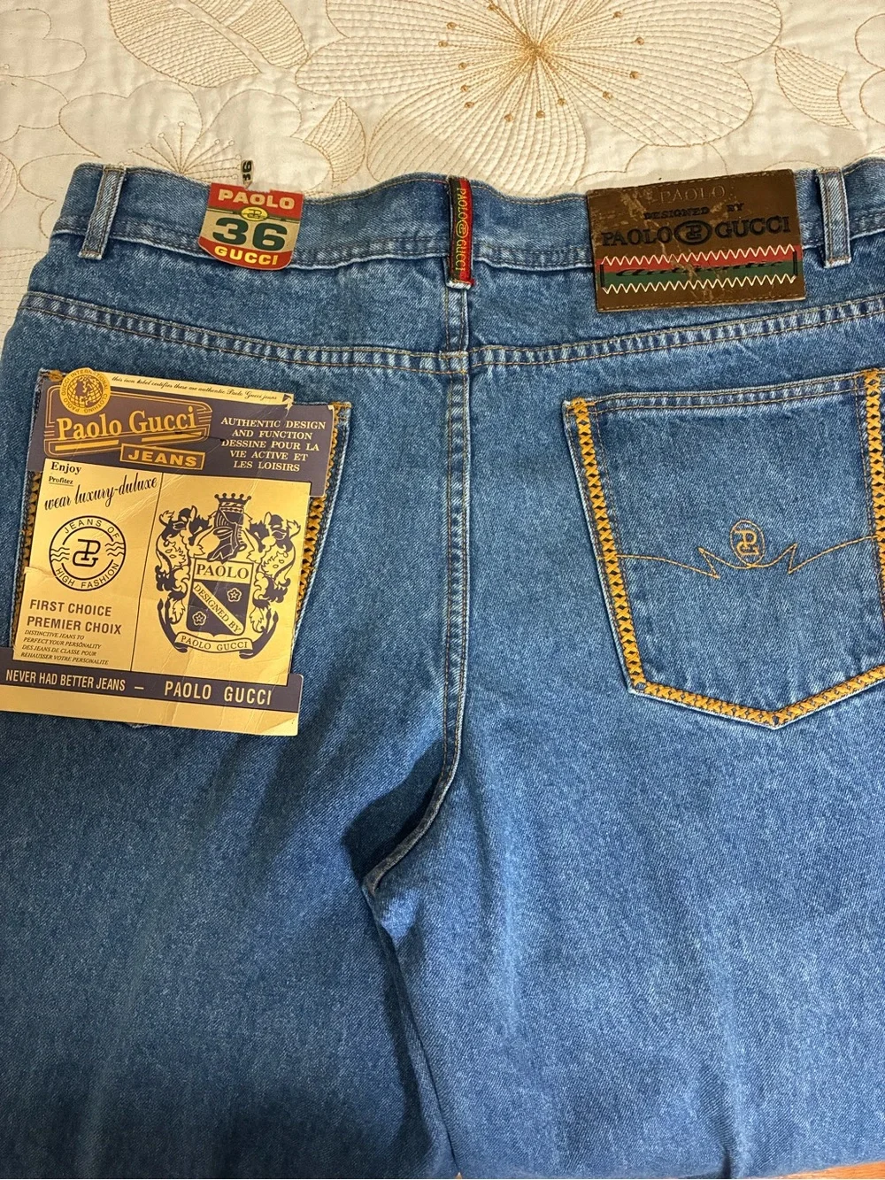 Relaxed Light Blue Men's Jeans with Embroidered Pocket Detail